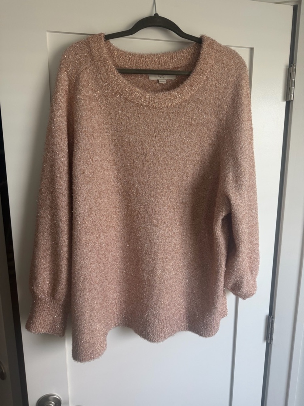 LOFT Shimmery Blush Pink Crewneck Sweater